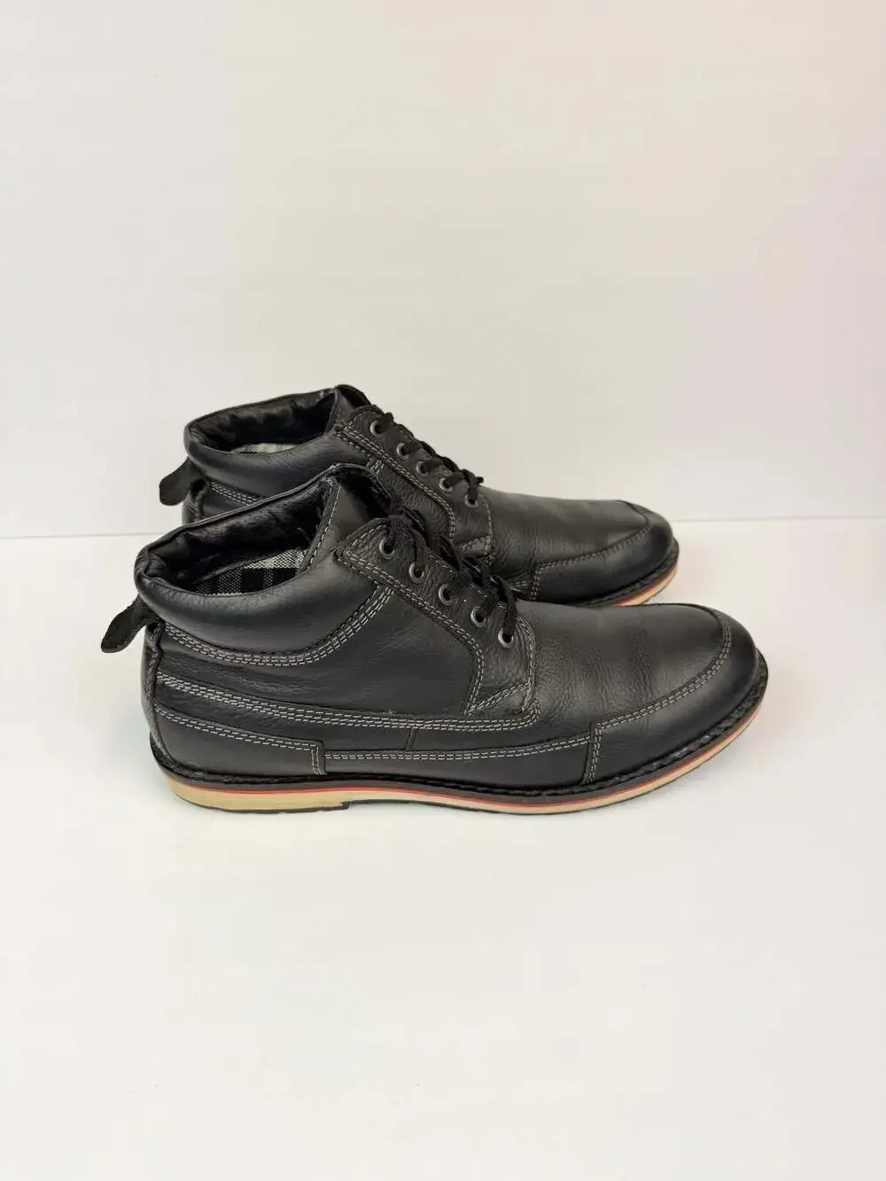 Sanita Leather Lace Up Moc Toe Ankle Boots Model 461981 Black US 12 EU 45